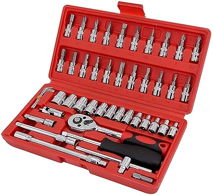 KINDRED 46 Pcs Tool Kit Screwdriver, Socket Set Car Repair Hand Multi Purpose Combination Case Precision with Plastic box In Wrench All Bike, Car Tool Kit Set (pack of 1)
