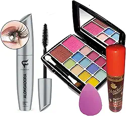Kit de Maquiagem Juvenil K11 Photo Design - Máscara de Cílios, Paleta de Sombras com Blush e Pincel, Gloss e Esponja de Maquiagem para Adolescentes ou Adulto