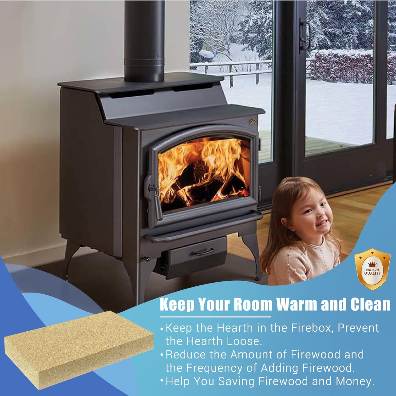 Woodstove Firebricks, Fire Bricks, Size 9" X 4-1/2" X 3/4", High Temperature Resistant Fire Bricks Replacement for Wood Stoves, 12 Pieces