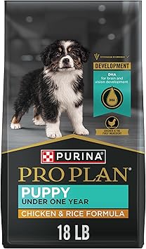 Purina Pro Plan High-Protein Dry Puppy Food Chicken and Rice Formula Dry Dog Food, 18 lb. Bag