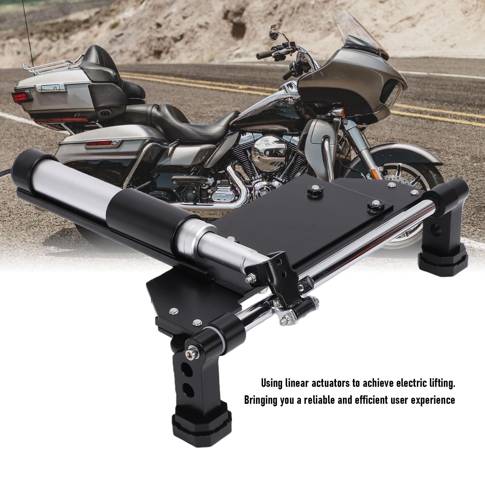 Fydun Elektryczny Stojak Centralny Podpórka Motocyklowa z Siłownikiem Liniowym i Aluminiowymi Nogami do Modelu Electra Glide Ultra Limited CVO Touring 2017-2025