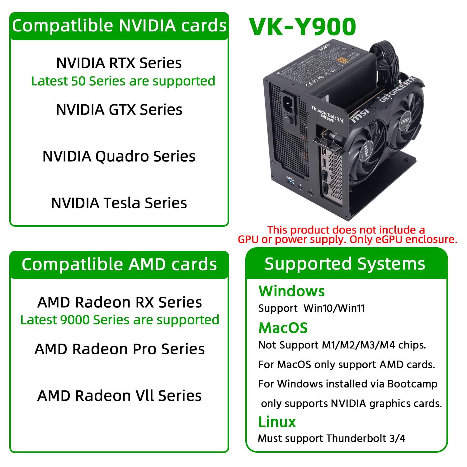 Amazon.com: VIKINYEE Thunderbolt 3/4 eGPU Enclosure Compatible