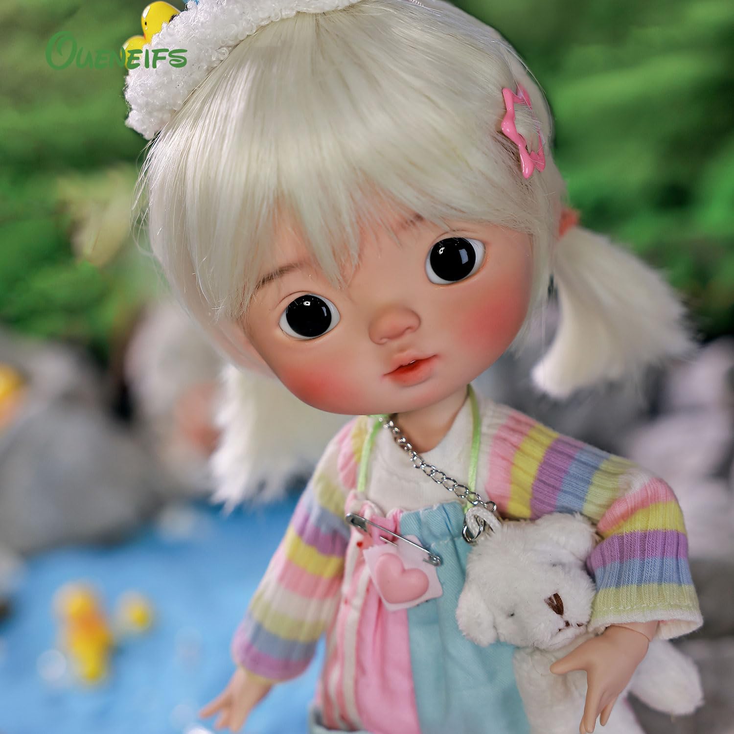 Oueneifs Xavibjd 1/6 Muñeca Bjd Arcoíris Linda Niña Párpados Dobles con Sombreros Juguete de Resina para Mayores de 15 Años