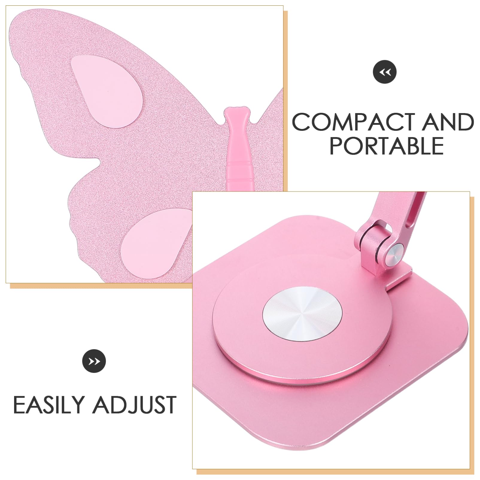 Homoyoyo Supporto Pieghevole Rosa in Alluminio per Cellulare Lega | Scrivania e Viaggio, Design Compatto Antiscivolo, Supporto Regolabile per Smartphone