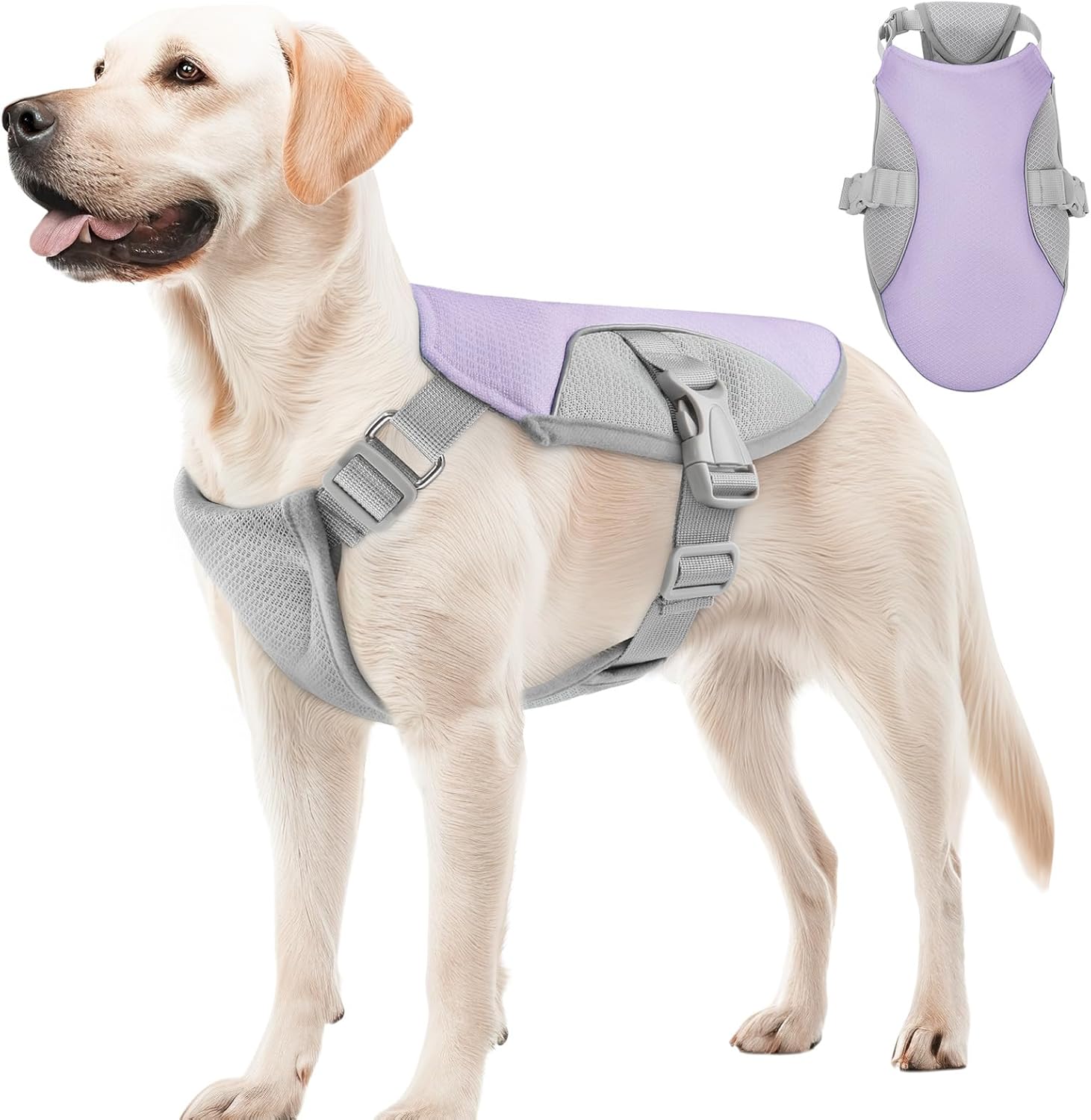 Dog Cooling Vest Harness UV Protection Pet Cooler Jacket with Adjustable Buckle for Summer Beach and Hiking Lavender Purple-Small Lavender Purple S