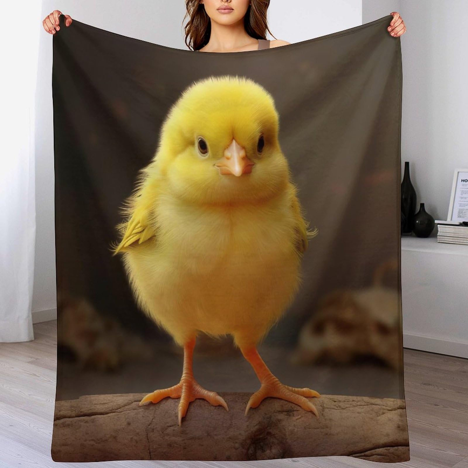 Couverture polaire poulet 180x200cm en flannel moelleuse pour lit