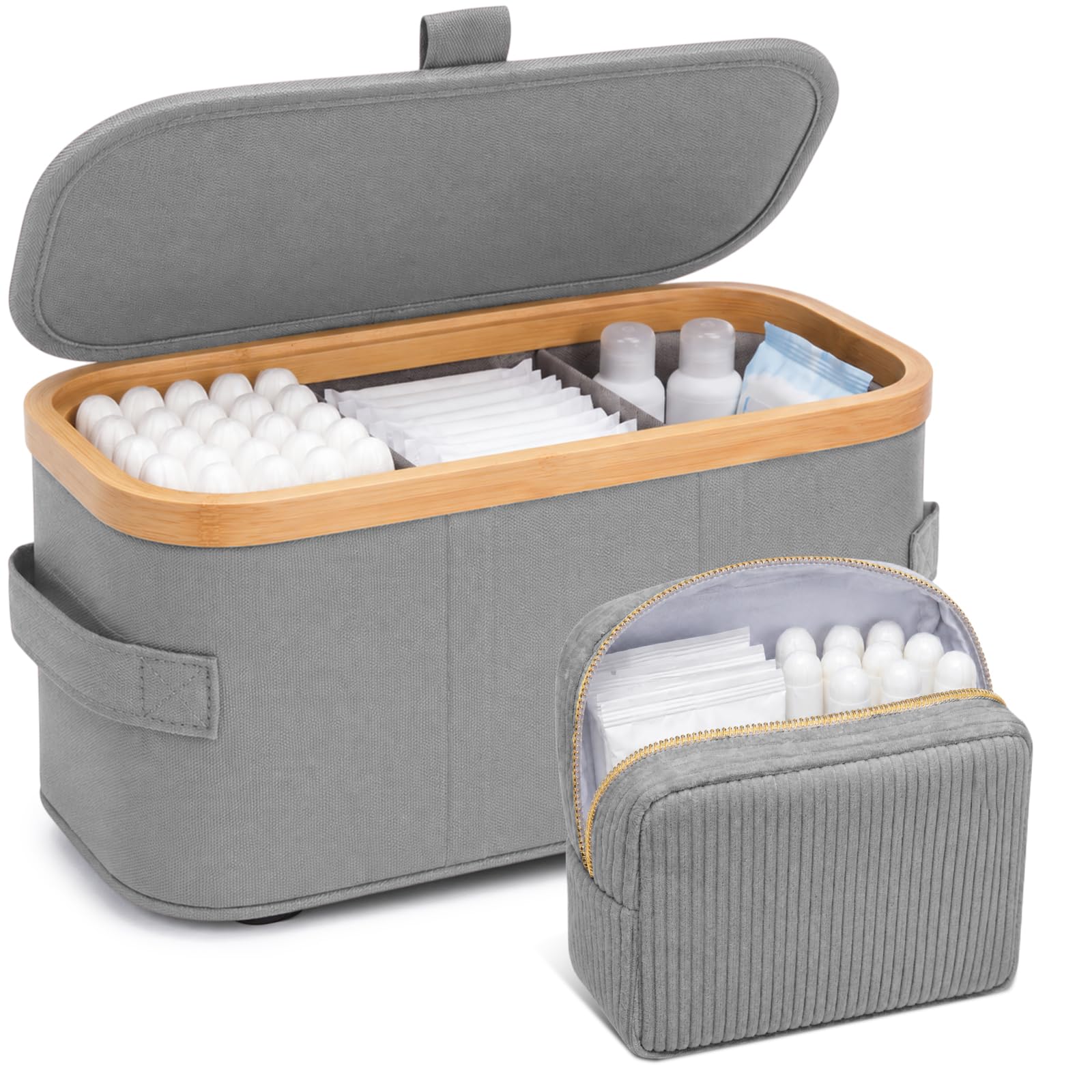 2 Pcs Grey Large Tampon Holder and Portable Period Pouch