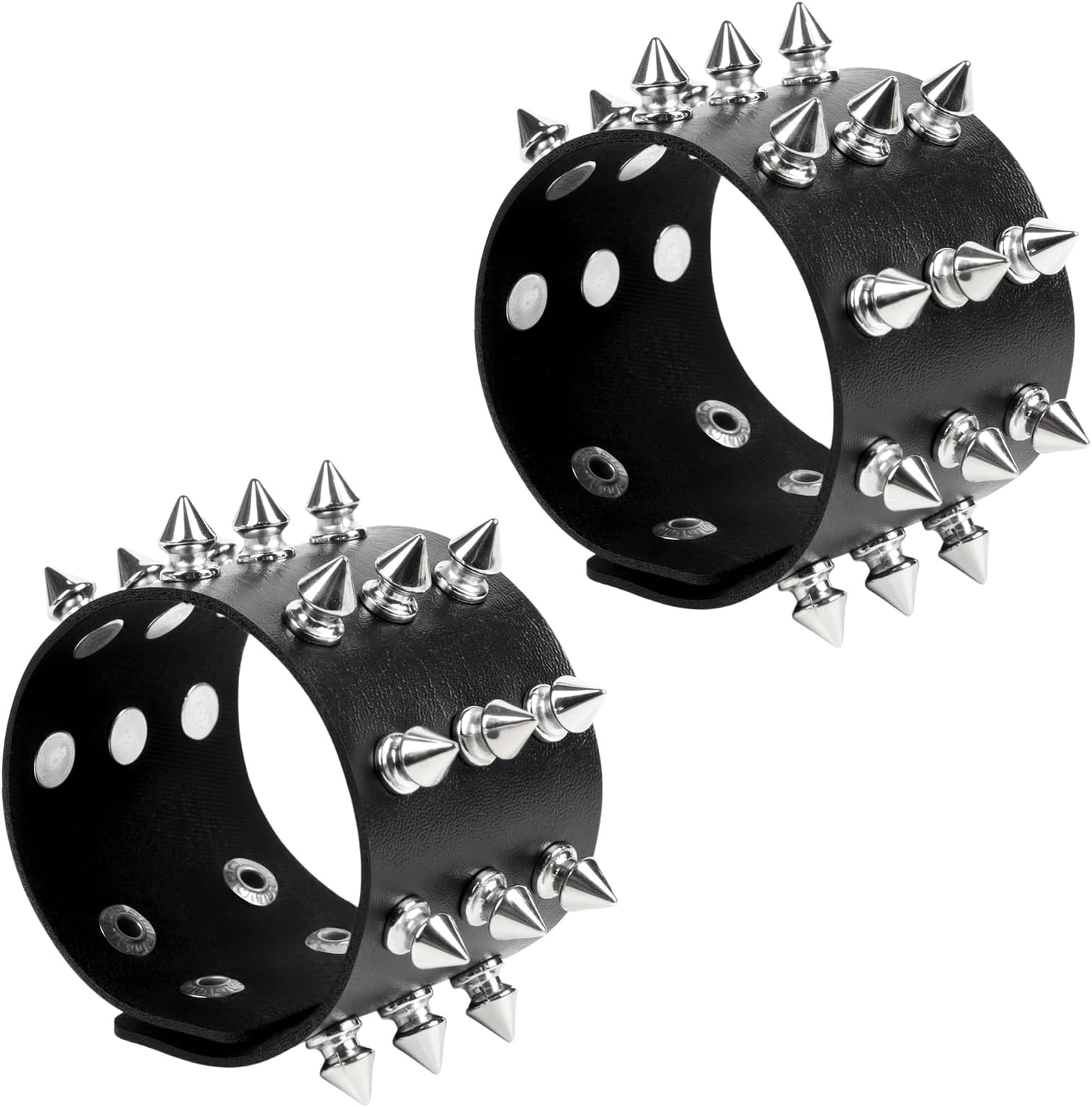 Punk Leather Rivets Bracelets Punk Rock Leather Studded Bracelets 80s Wristband Emo Gothic Spike Cuff Bracelet Set for Men Women Rocker Outfits Skull Bracelet