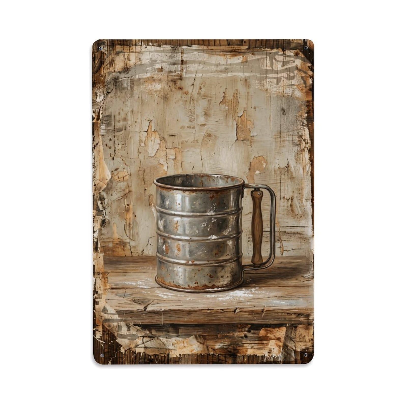 Country Kitchen Sifter Flour Baking Countryside Home Vintage Metal Tin Sign Plaque Wall Decor for Cafe, Club, Garden Metal Poster 8x12Inch