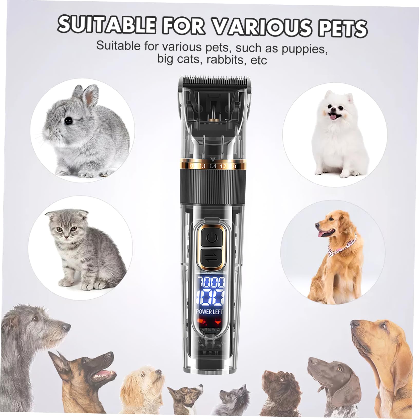 Cortadora De Mascotas Profesional Recortador De Pelo Kit De Aseo Para Perros y Gatos Recarga Inalámbrica