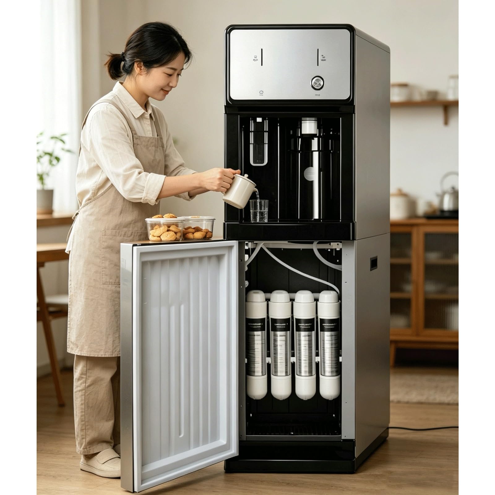 JBKNAN Freestanding Water Dispenser With 4-Stage Filtration,Hot & Cold Water Cooler For Daycare,Commercial,Preschool & Classroom,Cooler Water Dispenser,Mains Fed Unit Loading Grade