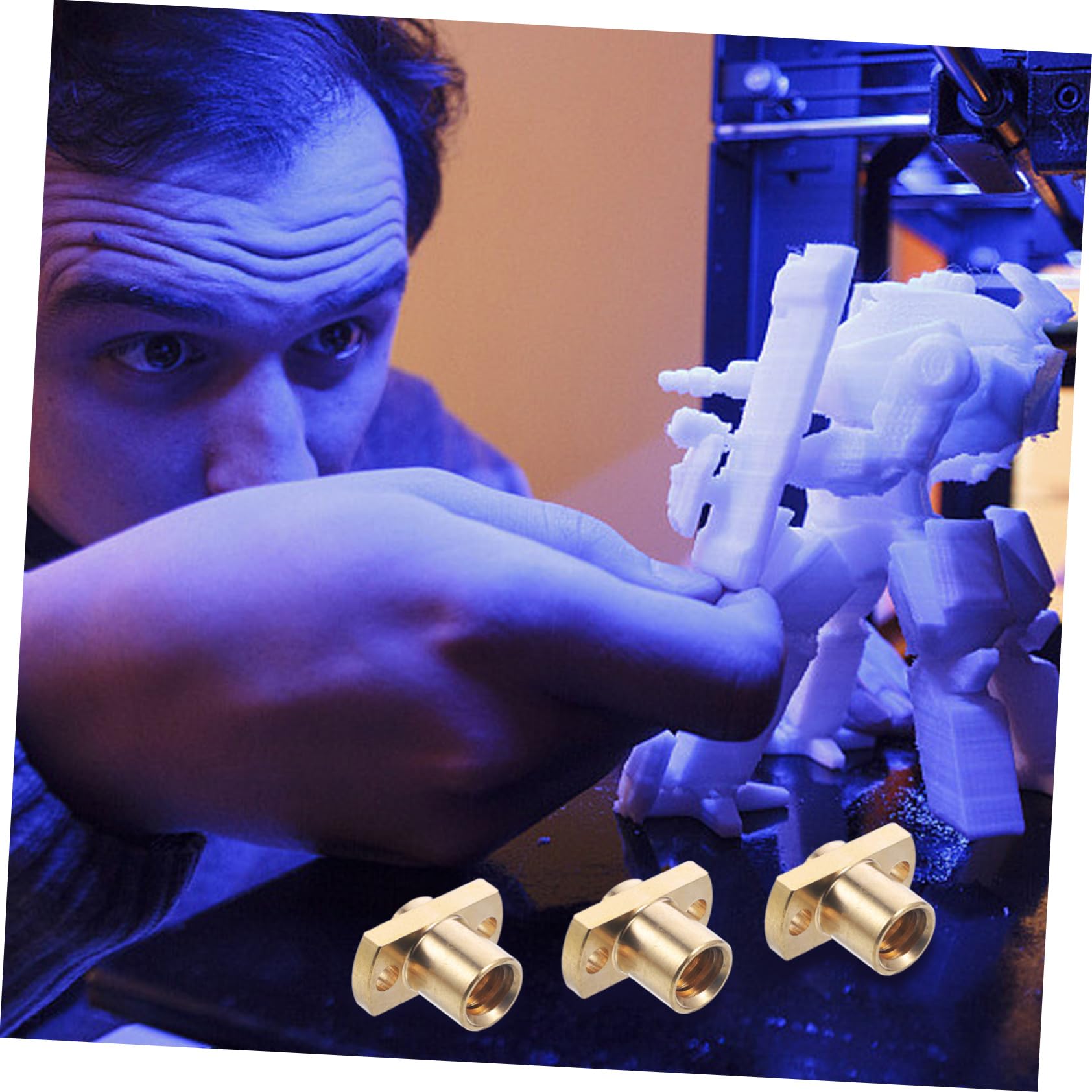 CIYODO 6 Pcs Nut 3D Printer Upgrade Parts 3D Printers Accessories Trapezoidal Lead Screw Linear Screws Trapezoidal Threaded Rod Linear Motion Screws 3D Printer Lead Screw Golden Copper