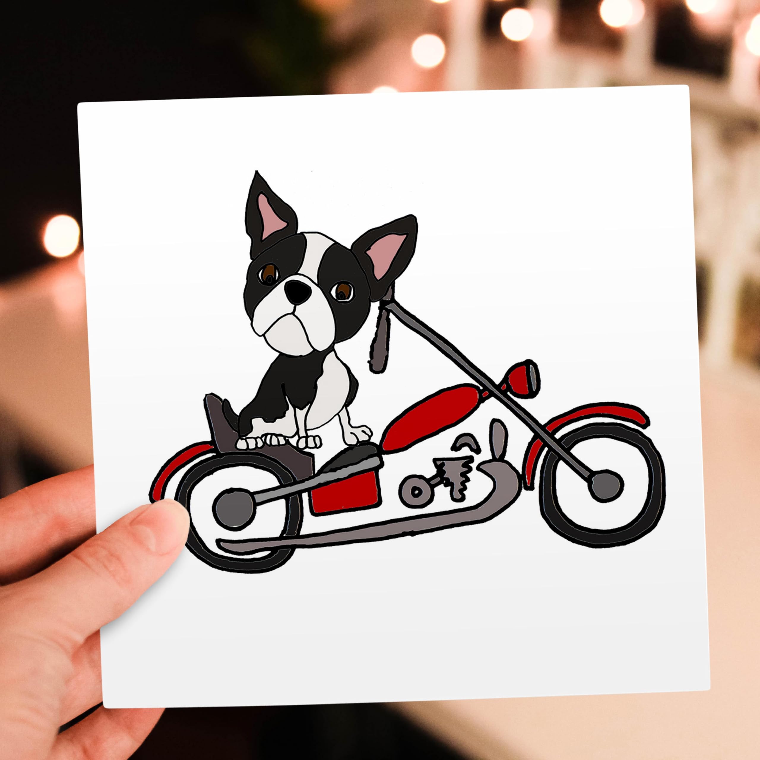 3dRose Grußkarten-Set – 12 Lustige Boston Terrier Motorrad-Karten Mit Umschlägen