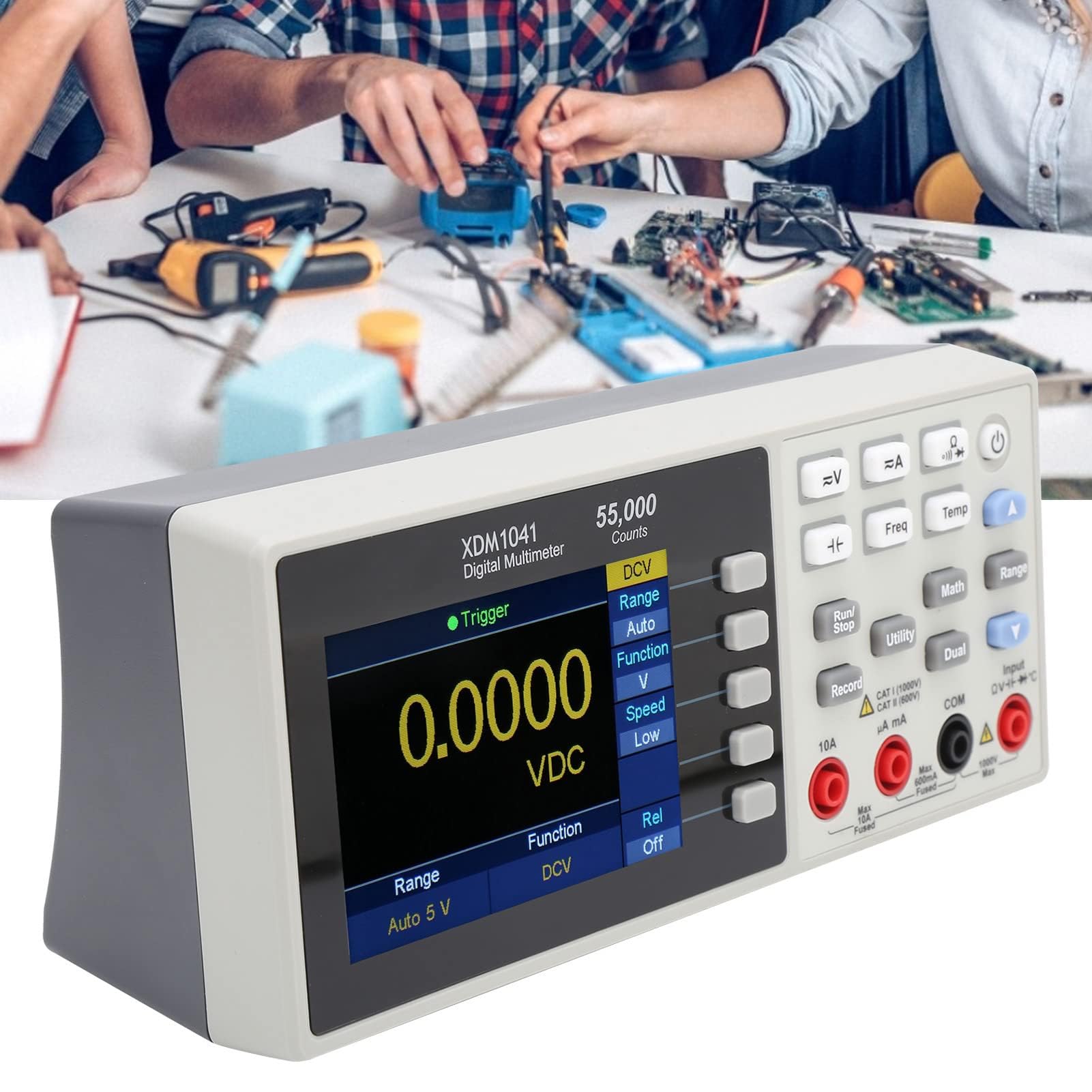 Multímetro, multímetro digital XDM1041 3.7in LCD Mini Multímetro digital de escritorio Medidor de temperatura de valor eficaz verdadero Medidor para instrumentos, laboratorios(EU Plug)