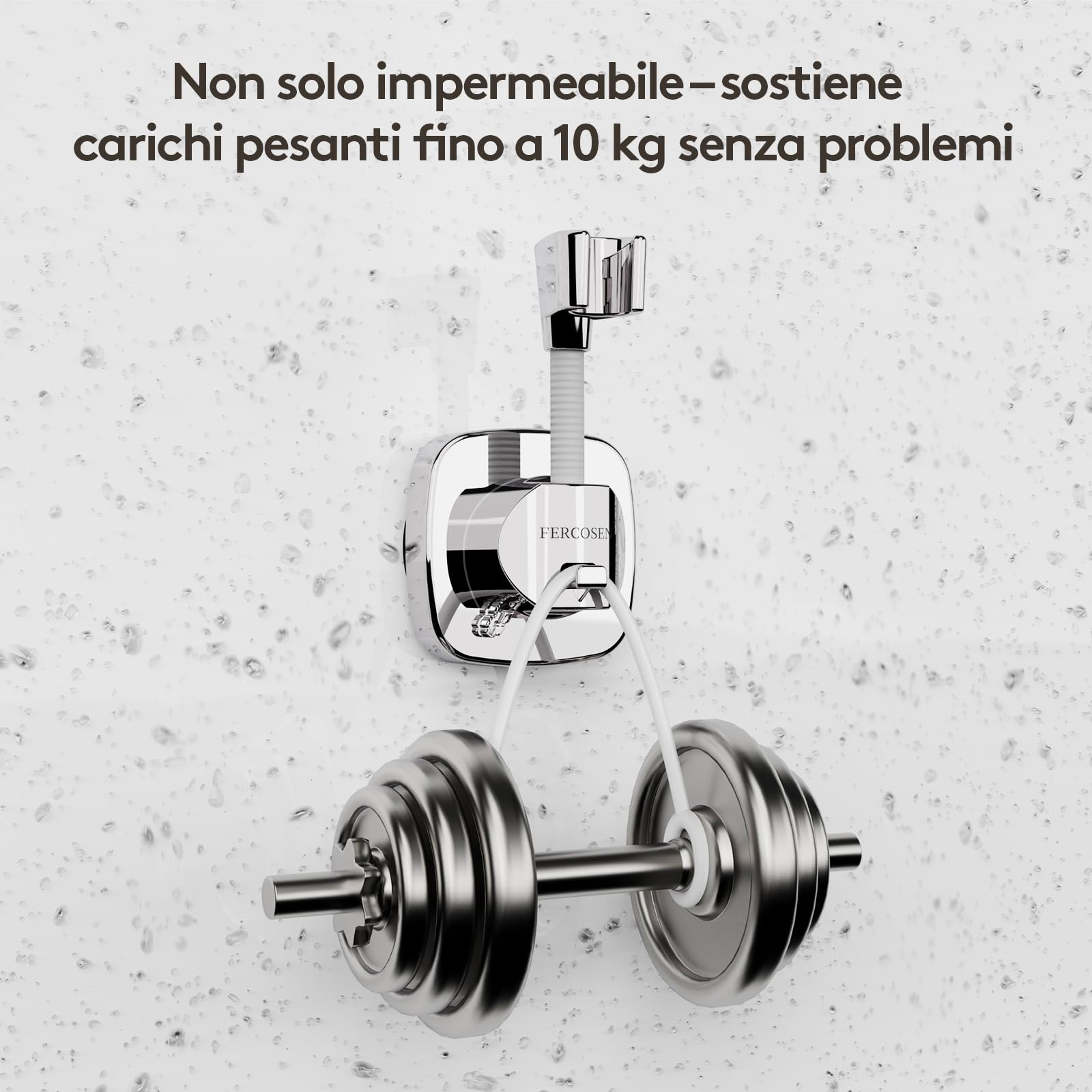 Supporto Doccia Orientabile 360° con Ventosa Portata 10 kg Antiscivolo Resistente Alla Ruggine Argento