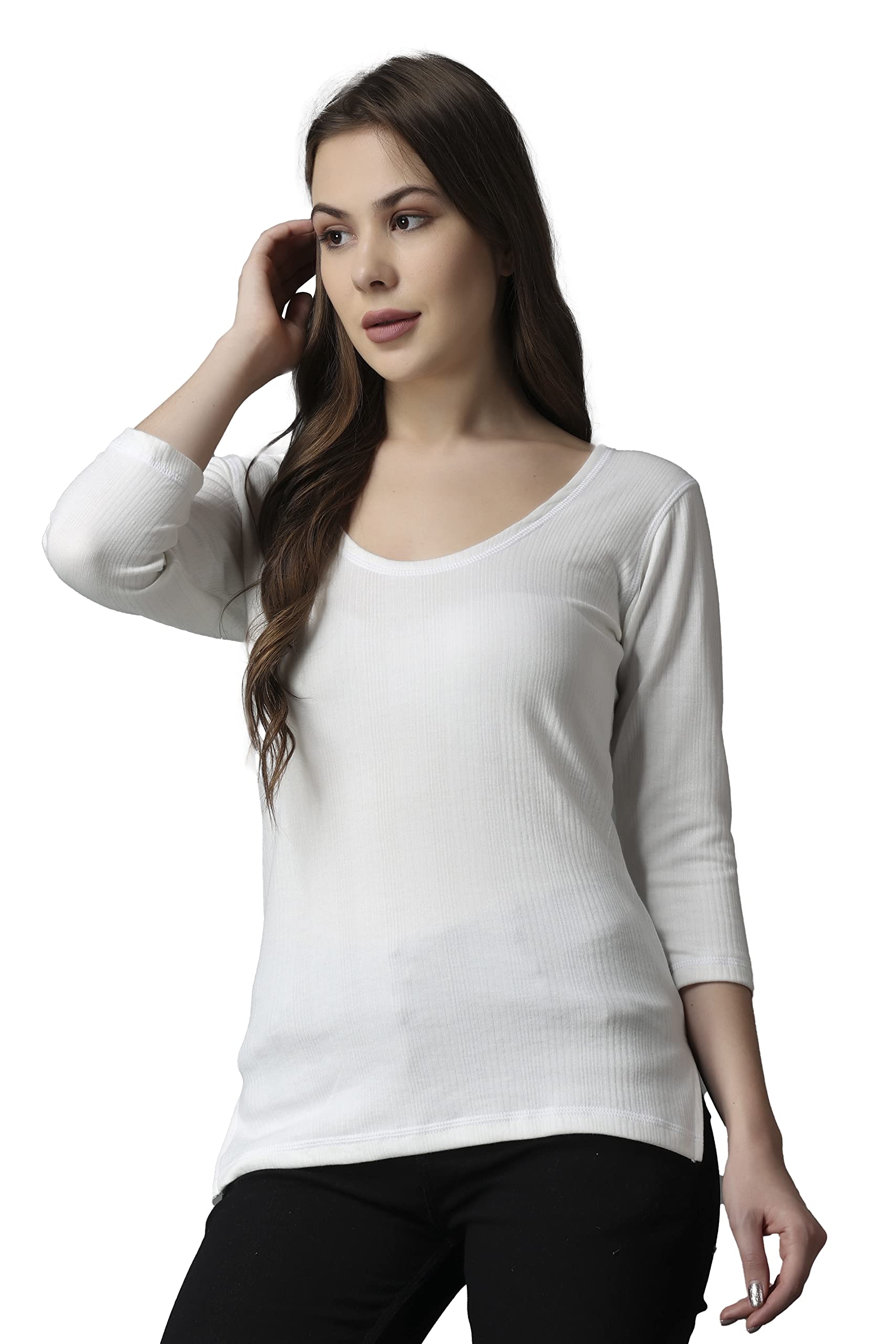ff Thermal Warmer Vest for Women Ultra Soft 3/4 Sleeves Scoop Neck Winter Inner Wear Top Johns Underwear-picture-1