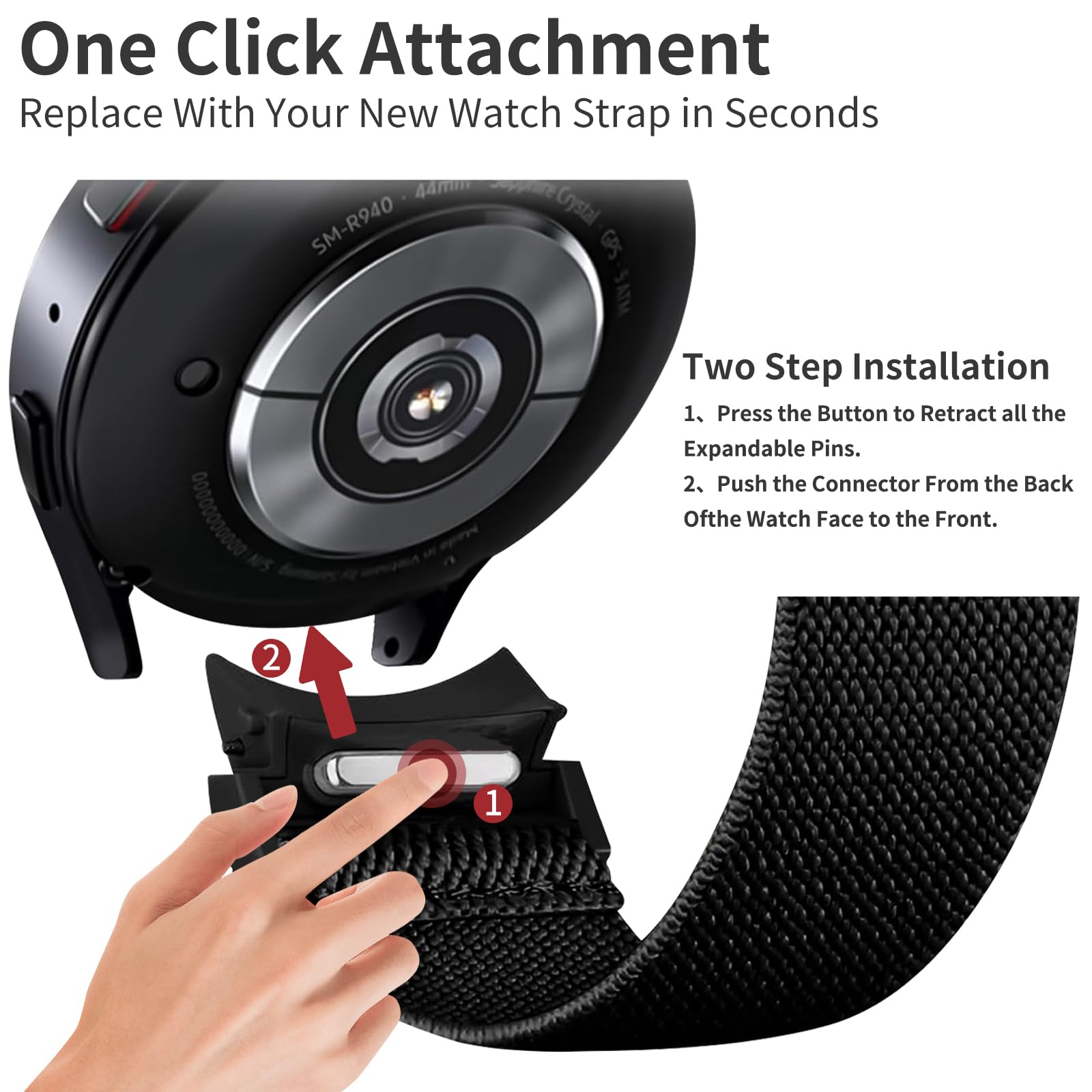 Chinber 3 Pack Compatible Samsung Galaxy Watch 7 6 5 4 FE Band 40mm 44mm/Galaxy Watch 6 4 Classic Bands 47mm 43mm 42mm 46mm, One Click No Gap Elastic Nylon Wristband