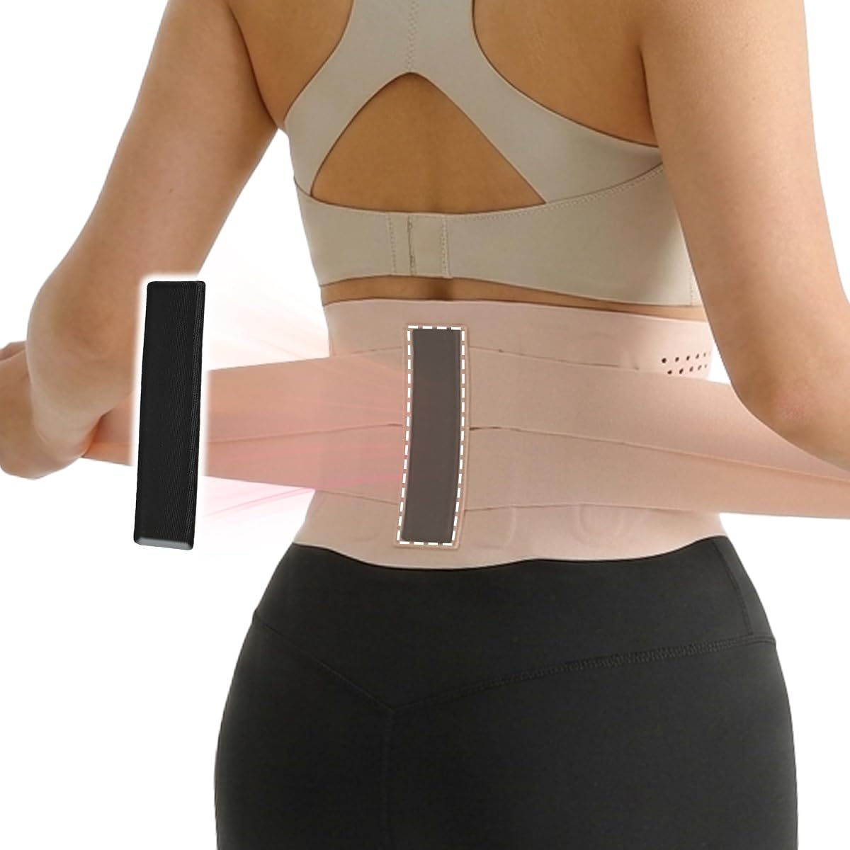 Soporte lumbar ultrafino con almohadilla lumbar 3D para aliviar el dolor de espalda baja, soporte lumbar unisex transpirable SuMade soporte lumbar invisible ajustable para ciática escoliosis, rosa, S (cintura: 26"-28")