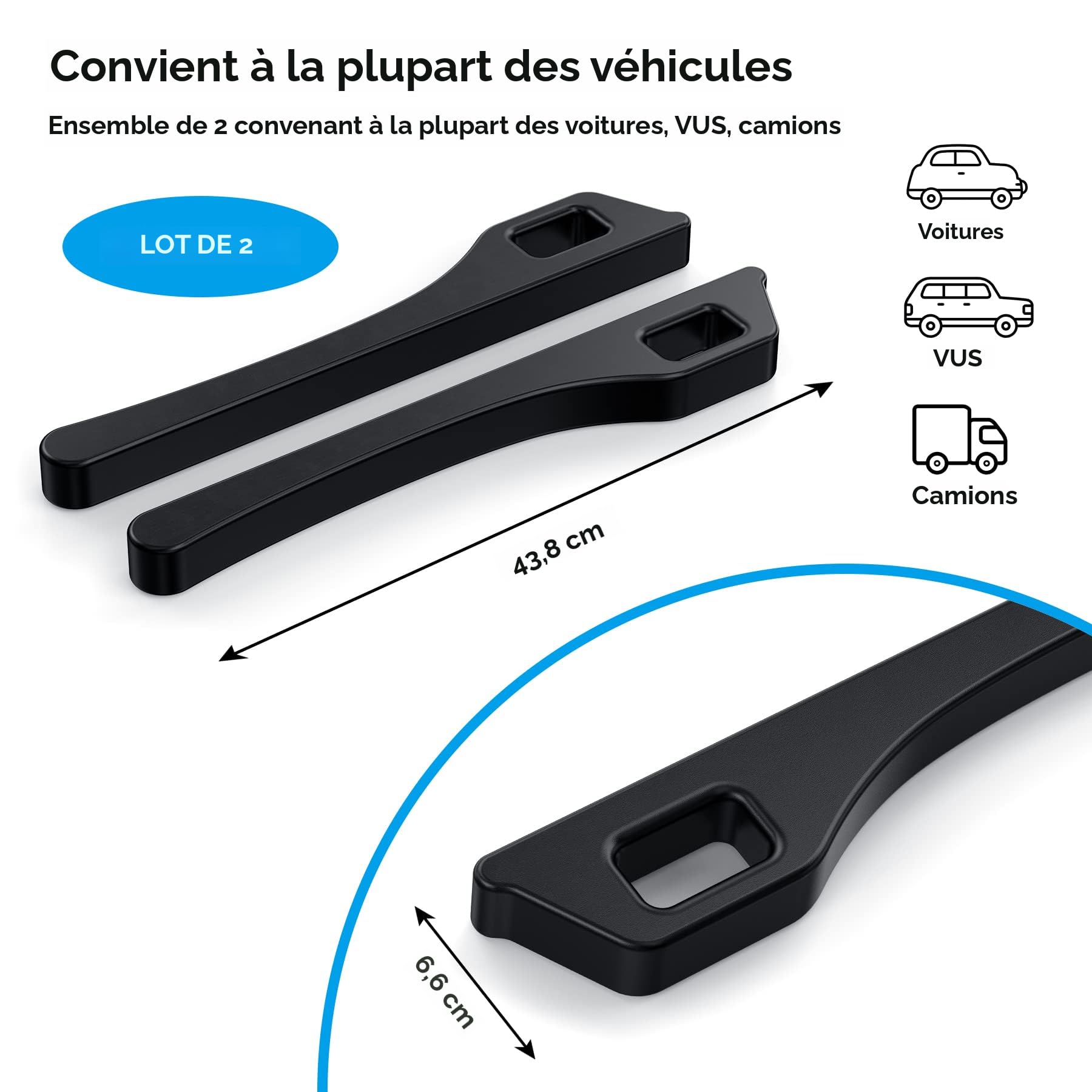 NQEUEPN 2x Remplisseur D'Espace Siège Voiture – Universel, Anti-Chute Objets, Organisateur Console Latérale Pour SUV, Camion & Berline – Noir Mat