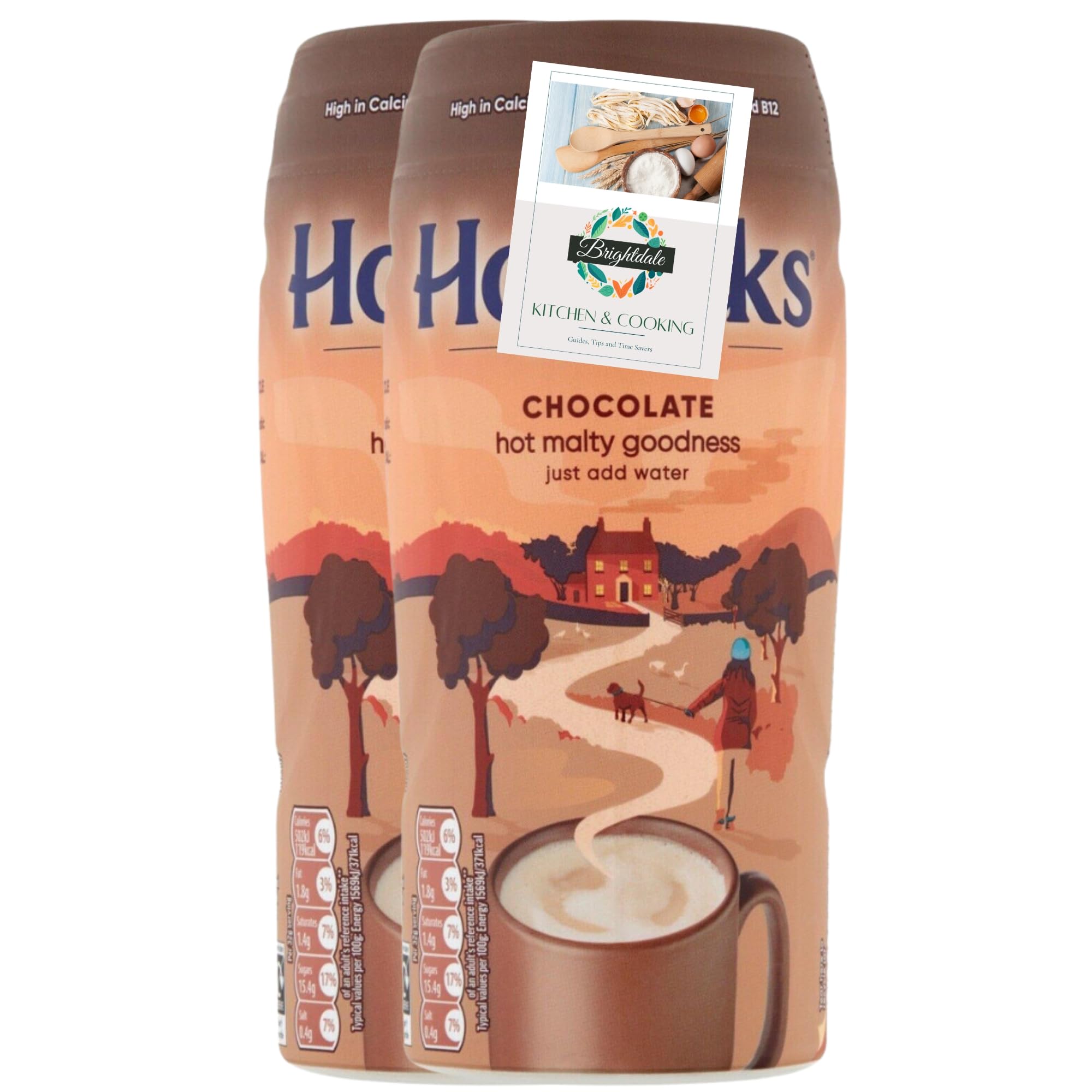 Malted Chocolate Drink Bundle with Horlicks Chocolate 400g 2 Pack + Brightdale Kitchen Booklet
