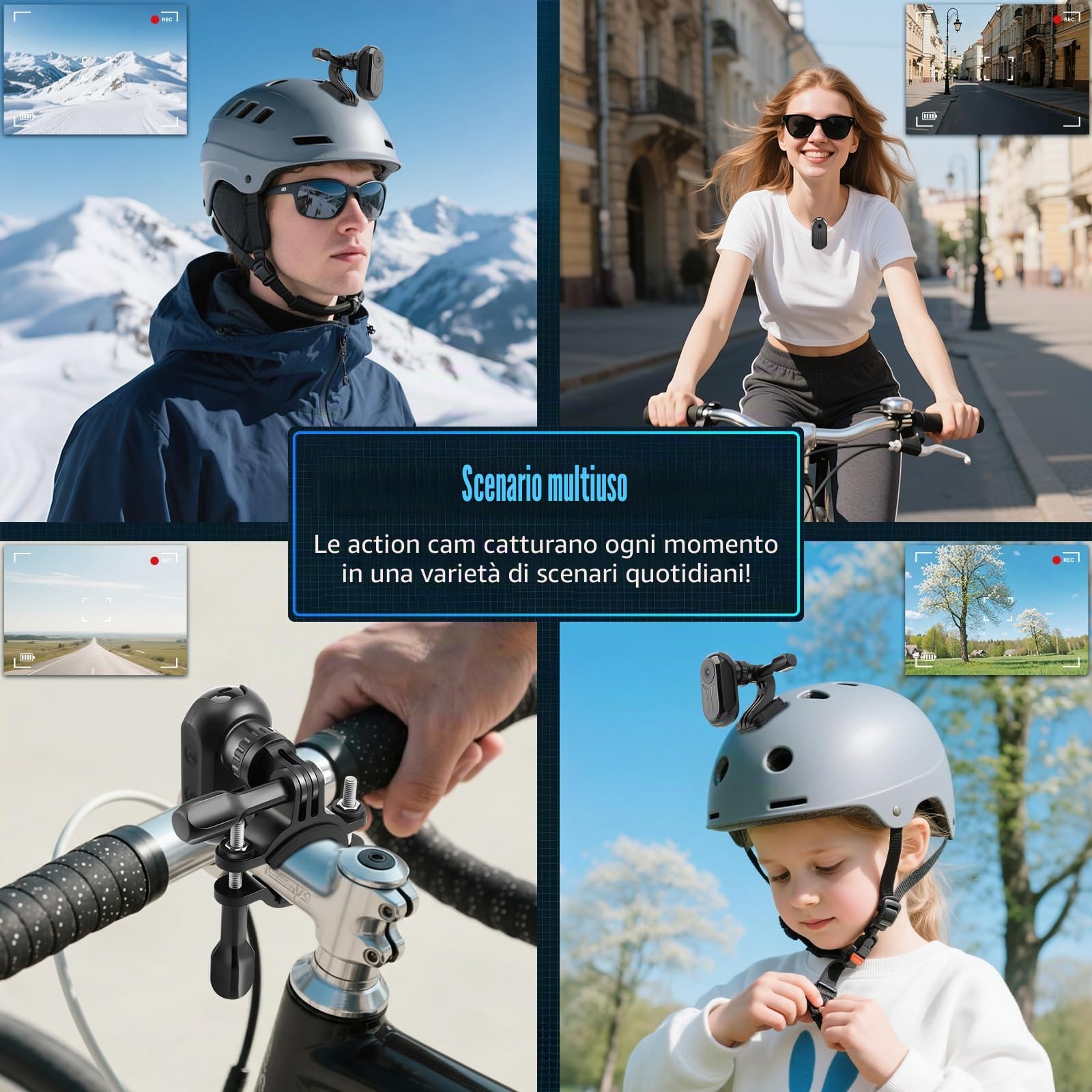 Bodycam, 64GB Mini Action Cam Fotocamera Sportiva 1080P HD 360° Wearable Telecamera con Visione Notturna Portatile POV Camera con Accessori Multifunzionali per Vlogging Moto Esterno Subacquea Ciclismo