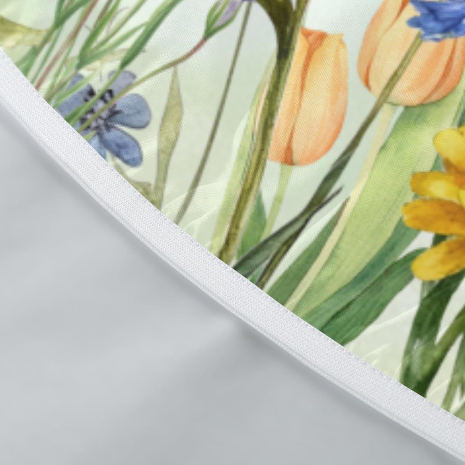 Wildflower Round Fitted Tablecloth Best for 48"-52" Butterfly Table Cloth Elastic Edge Waterproof Stain Resistant Washable Farmhouse Rustic Colorful Floral Table Cover for Party Picnic Indoor Decor