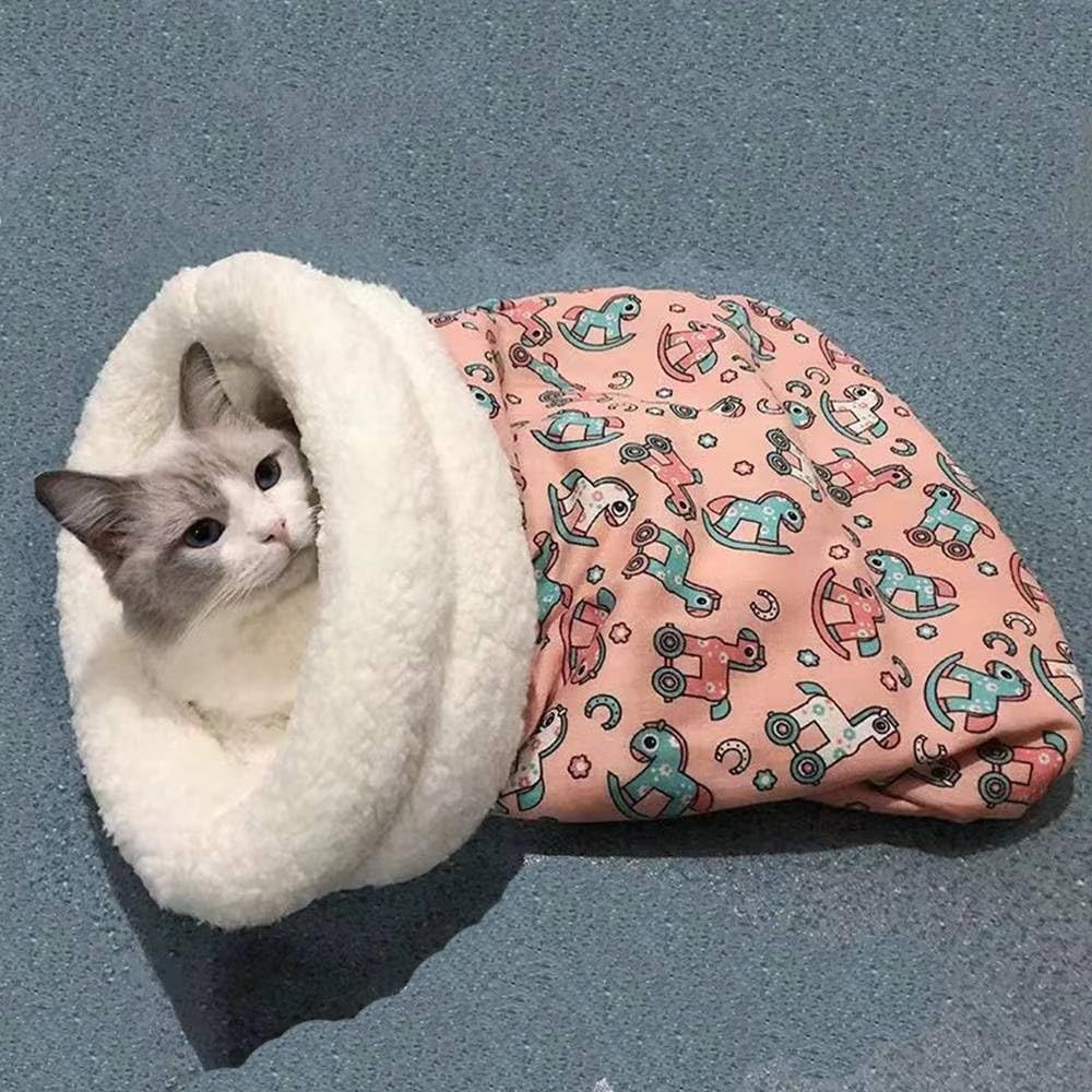 blueypet Cat Bed Sleeping Bag for Indoor Cats - Pet Slipper Cave Bed for Indoor Cats and Small Dogs, Cozy & Soft Plush, Anti-Slip & Durable, Washable