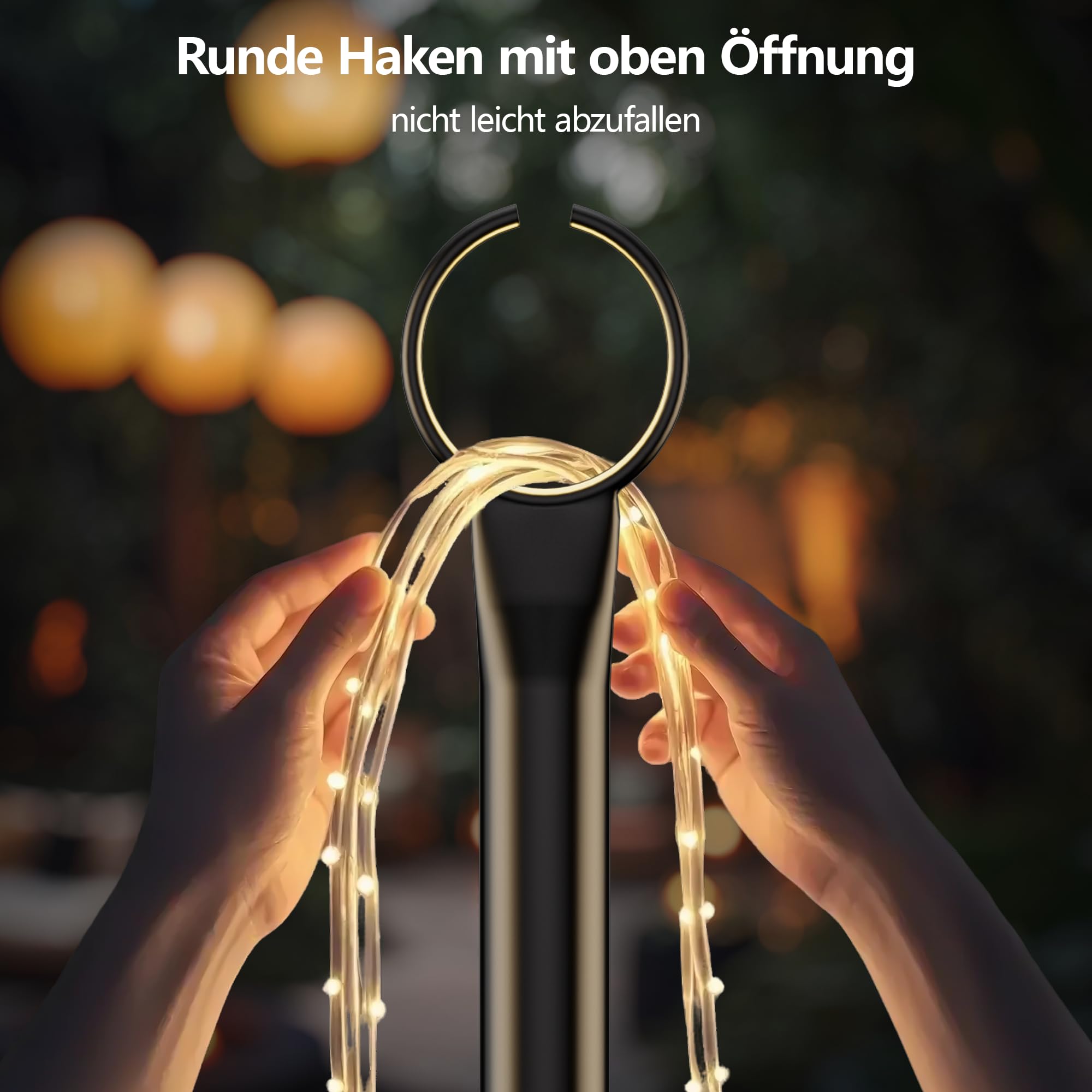 Metal String Light Poles for Outdoor 2 Pack, 3.2M Outdoor Lichterketten Stangen for Bistro Party Wedding, Backyard,Garden[Energieklasse A]