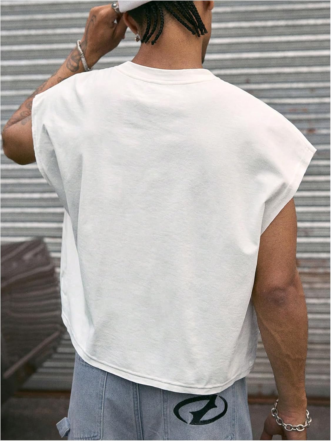 Men's Number Graphic Short Cap Sleeve Tank Tops Summer Crew Neck Baggy Workout Muscle T-Shirts - Image 2