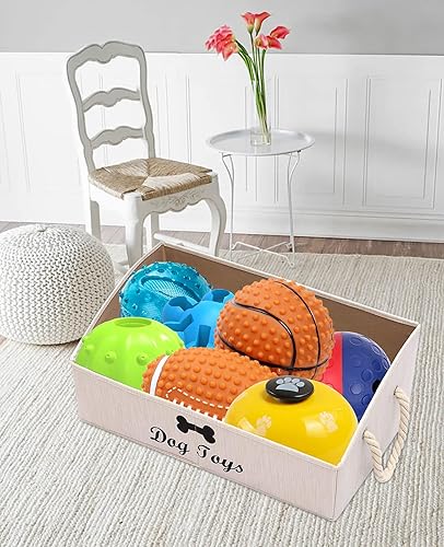 Miniatura 7 de Canasta grande de juguetes para perros, cestas de juguetes poco profundas  Perfecto para contenedor plegable para sala de estar, sala de juegos,