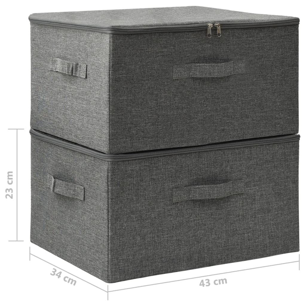 Aufbewahrungsboxen 2 Stück faltbar aus Stoff 43x34x23 cm Anthrazit, Kleiderschrank Organizer, Schminktisch Organizer, Aufbewahrung und Organisation, Organizer Schublade, Kiste