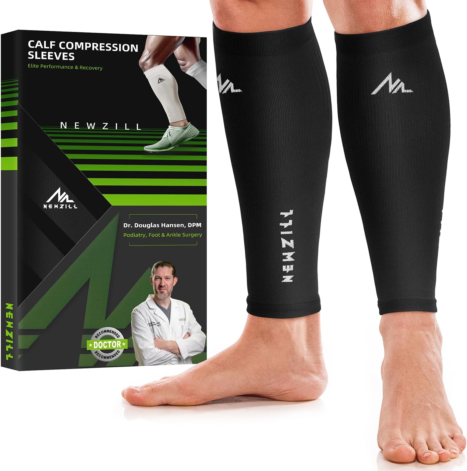 NEWZILL Compression Calf Sleeves (20-30mmHg) for Men & Women Perfect Option to Compression Socks for Running Travel Nursing