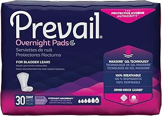 1041815BG - Bladder Control Pad Prevail Daily Pads Overnight 16 Inch Length Heavy Absorbency Polymer Core One Size Fits Most Adult Female Disposable