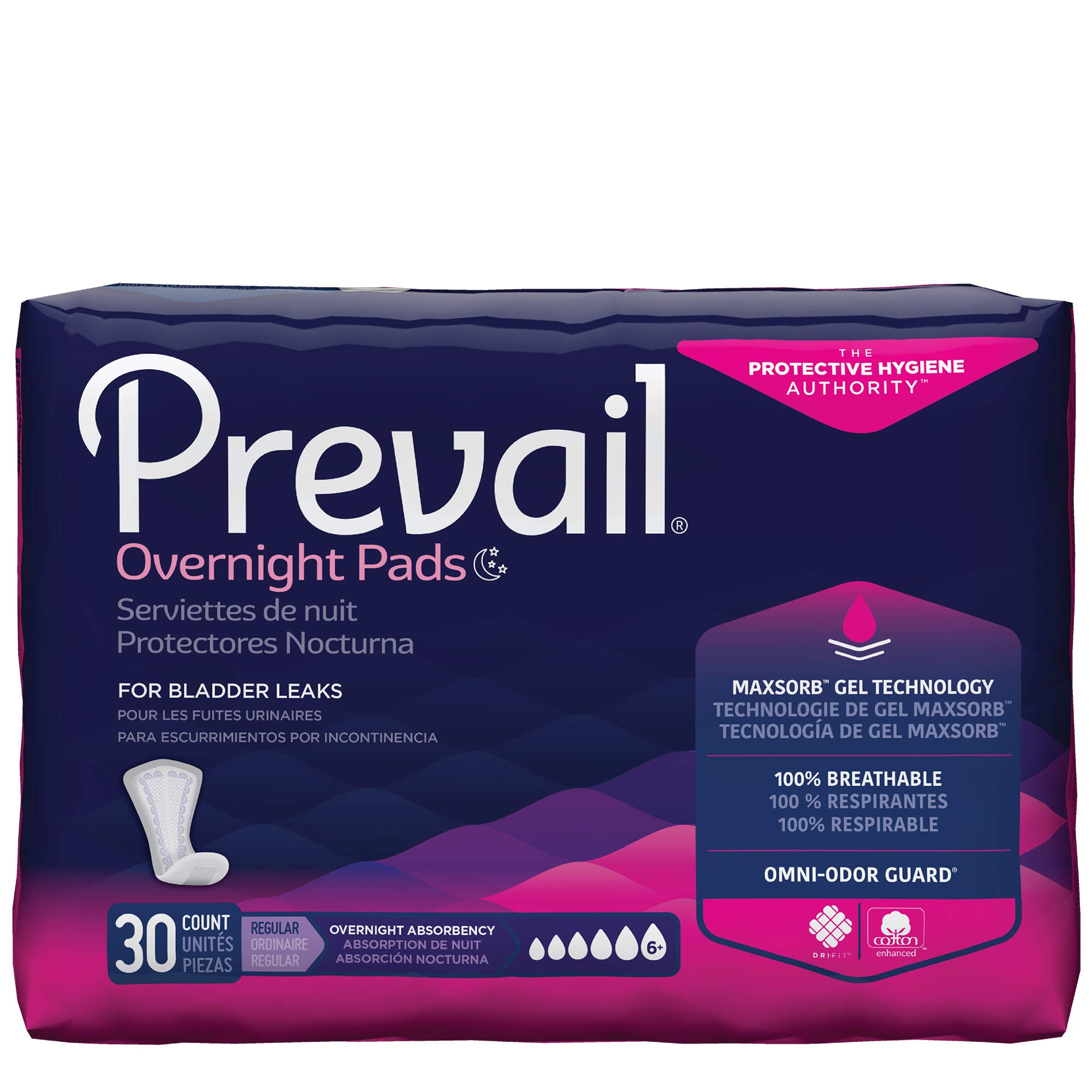 Pharmapacks Prevail Daily Pads Overnight 16 Inch Length Heavy Absorbency Polymer Core One Size Fits Most Adult Female Disposable 30ct