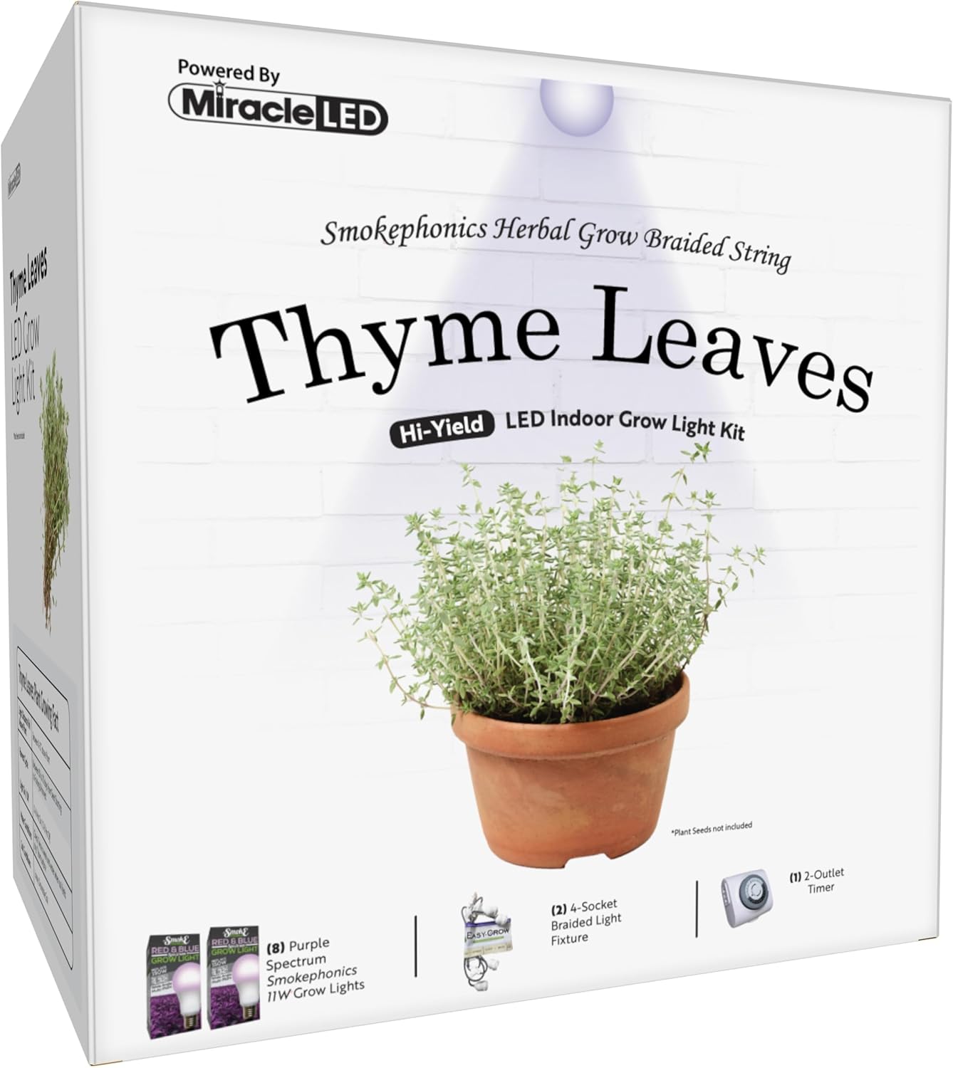 Miracle LED SmokePhonics Thyme Starter, Braided 4-Socket Purple Spectrum Grow Light Kit (2-Pack)