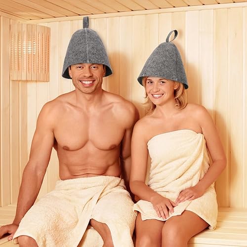 Miniatura 6 de Sombrero ruso de Banya 2 unids sombrero de sauna de fieltro ruso baño vaporario para mujeres hombres gris vaporario