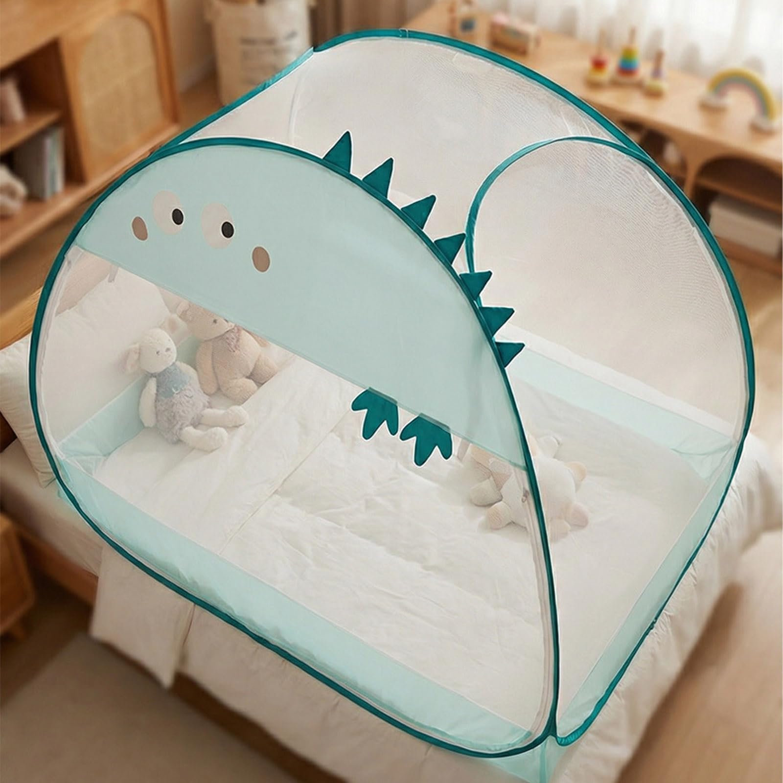 Liemuao Moustiquaire Pop Up pour Lit bébé, 120x65x100 cm, Installation Facile Tente de Lit Dôme avec Double Porte Fermeture éclair, Portable et Pliable pour Camping et Chambre (Lapin)