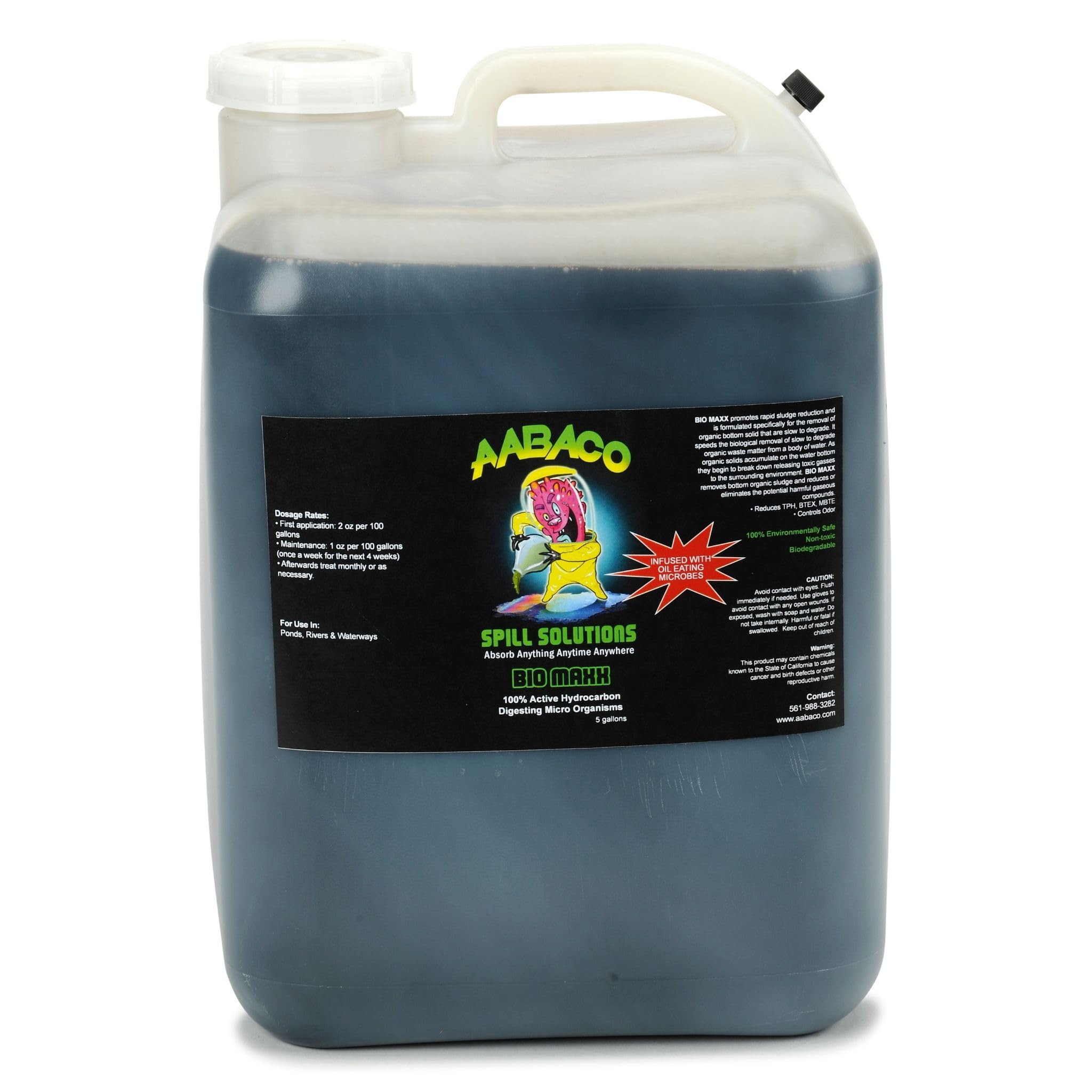 Environmental BIO MAXX – Biodegradable Oíl Eating Microbes for Sludge | for Use in Ponds, Rivers & Waterways, Promotes Rapid Sludge Reduction – 5 Gallon