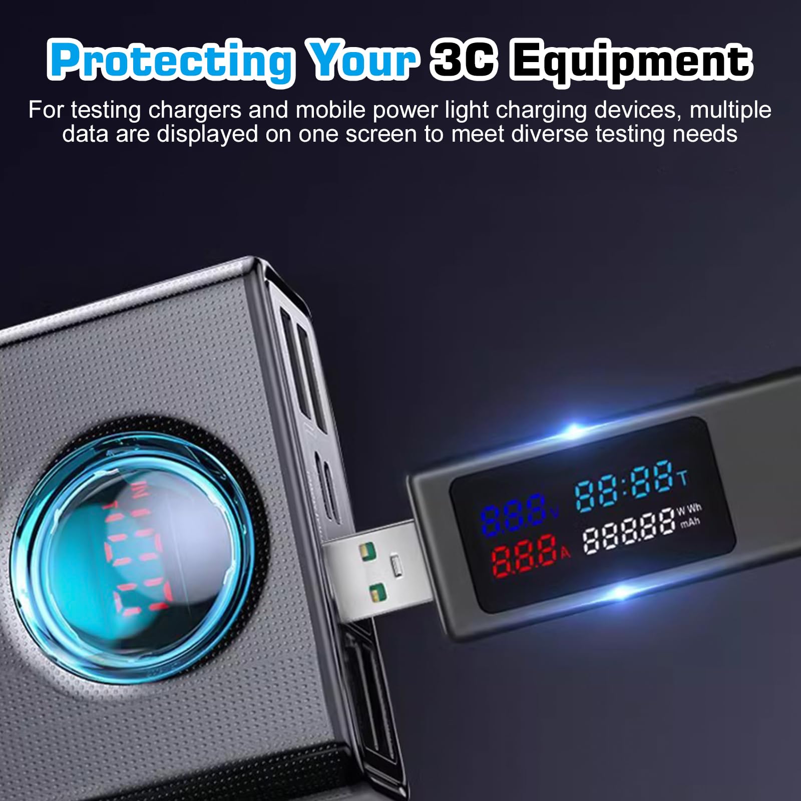 Testeur USB RANRAO - Wattmètre Numérique Tension/Courant PD - Affichage Couleur Pour USB-A/Micro/Type-C