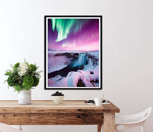 Miniatura 2 de Pintura por números para adultos, paisaje, pintura al óleo de cascada de aurora, kits de pintura acrílica por números para niños adultos