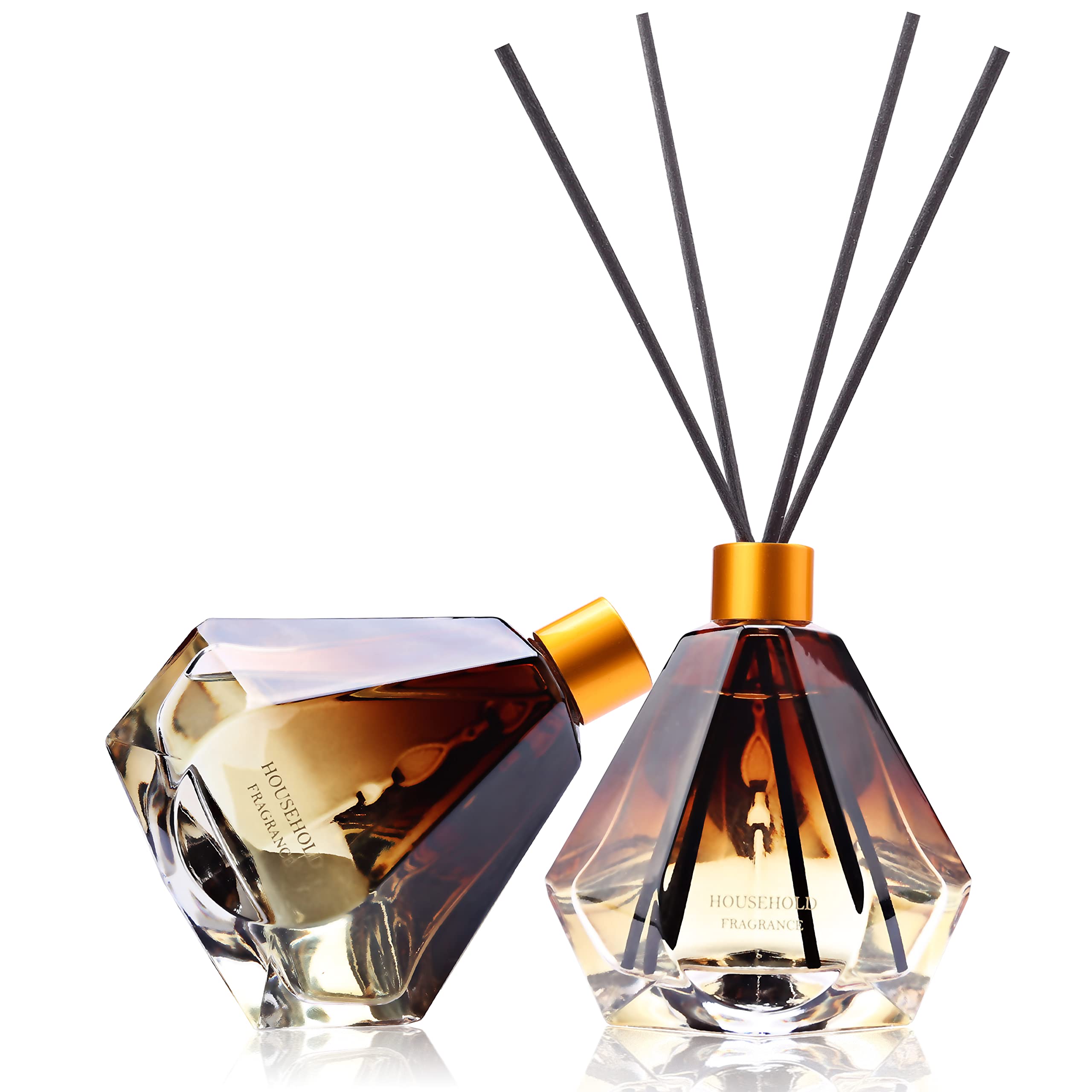 Reed Diffuser, Stick Oil Diffusers Set | Hotel White Tea Scent 3.4 fl oz Home Fragrance Diffuser with Fiber Sticks | Gift for Home Decor and Office Decor