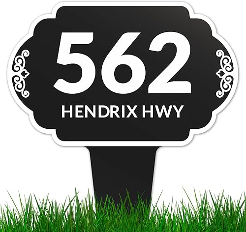 Sigo Signs - Letrero personalizado para patio placa de dirección de arco de césped números de casa personalizados para exteriores estilo cielo 12 x