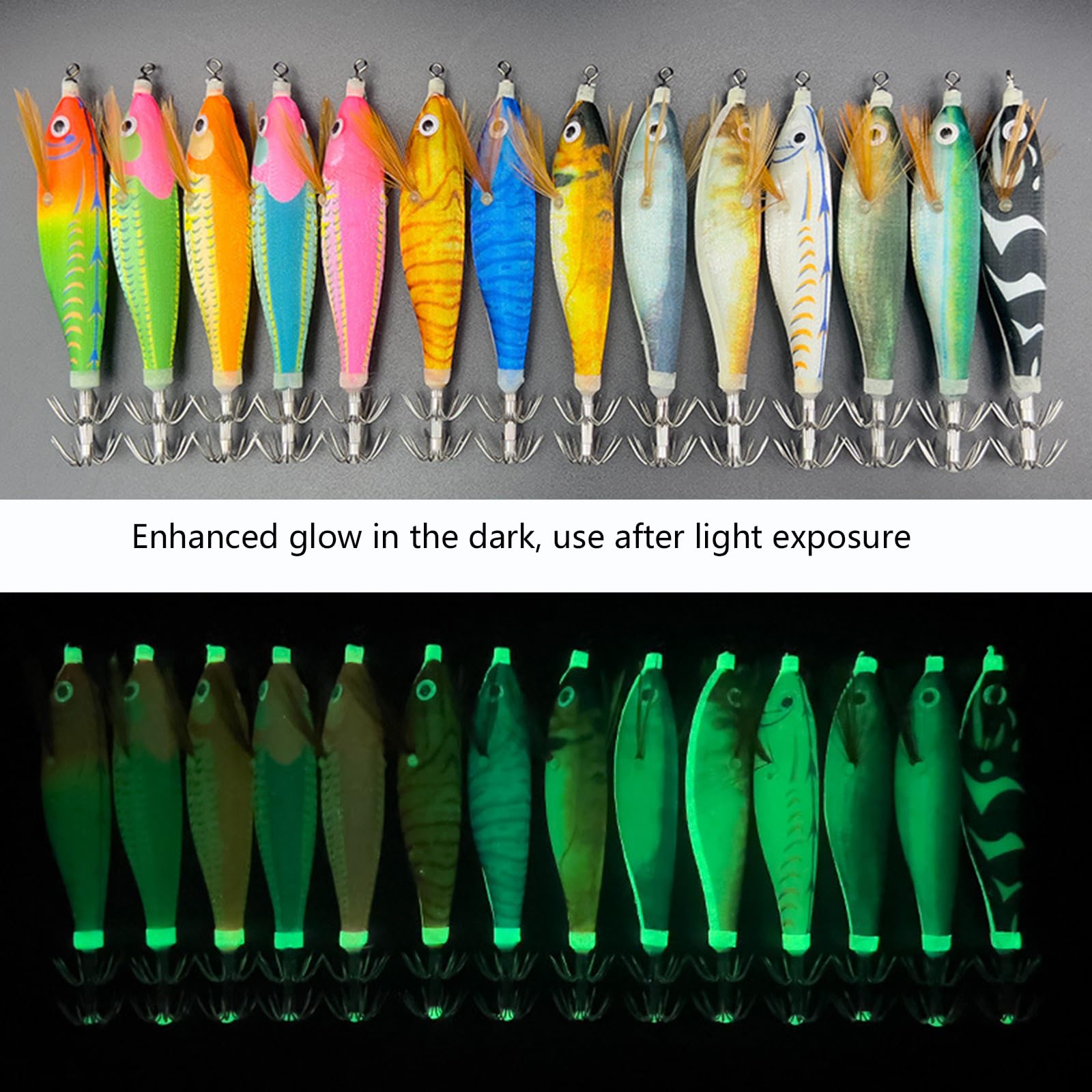 14 Unids Pesca Calamar Señuelo Gancho Calamar Jigging Gancho Camarón Jigs Señuelos de Pesca para Agua Salada y Agua Dulce Cebos Artificiales Duraderos para Pulpos