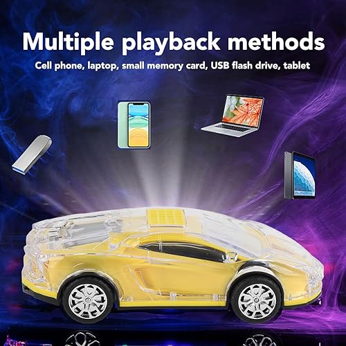 Miniatura 8 de Yoidesu Altavoz Bluetooth para coche, estilo retro con luces LED, 8.7 pulgadas USB recargable, amarillo