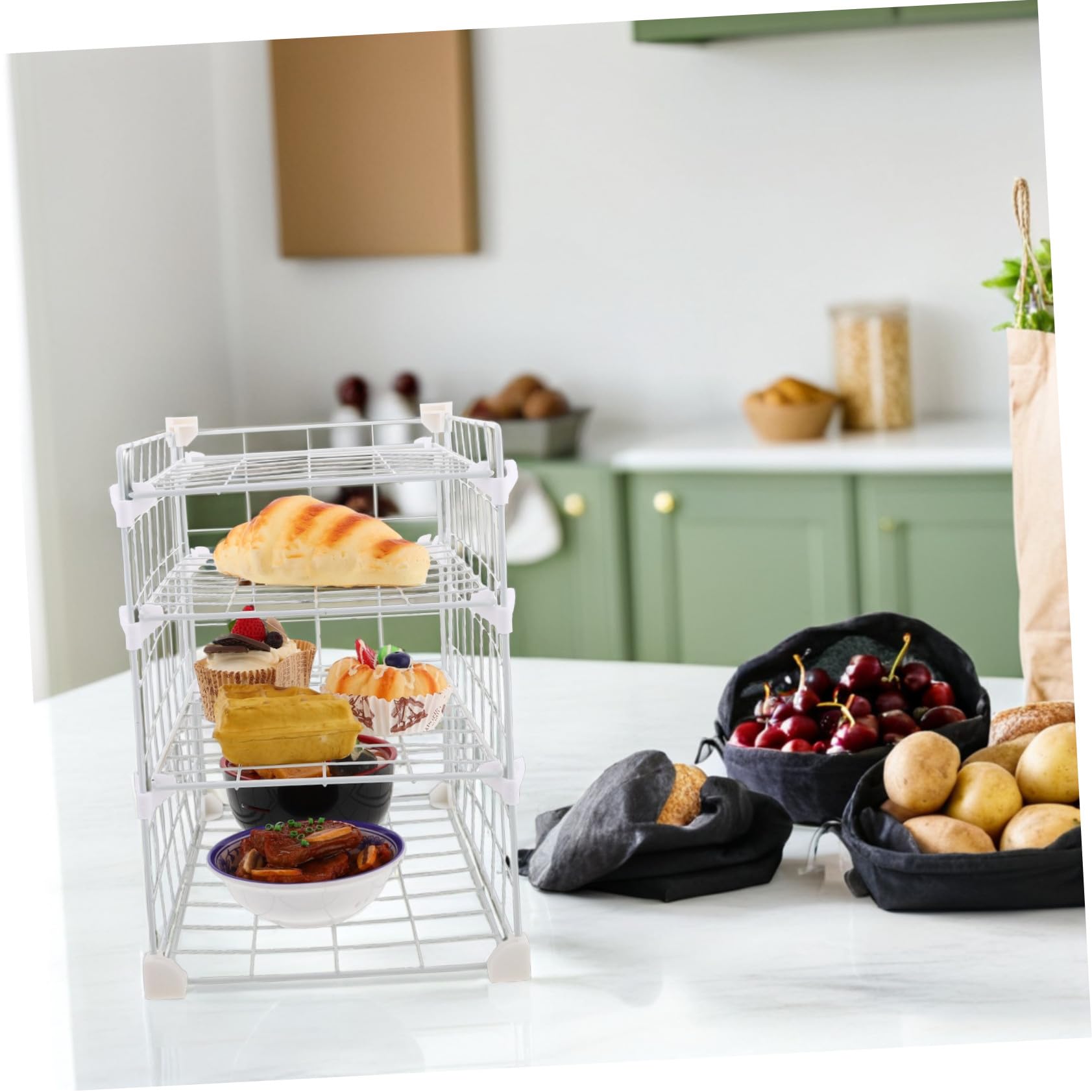 MAGICLULU Organizer per Frigo a Griglia in Ferro Ripiani Regolabili