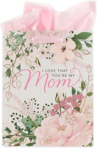 Christian Art Gifts Bolsa de regalojuego de papel de seda para mamás I Love That You're My Mom, rosa, mediano