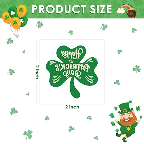 Miniatura 2 de 80 hojas únicas de tatuajes del día de San Patricio  Accesorios del Día de San Patricio  Tatuajes de trébol del día de San Patricio, increíbles
