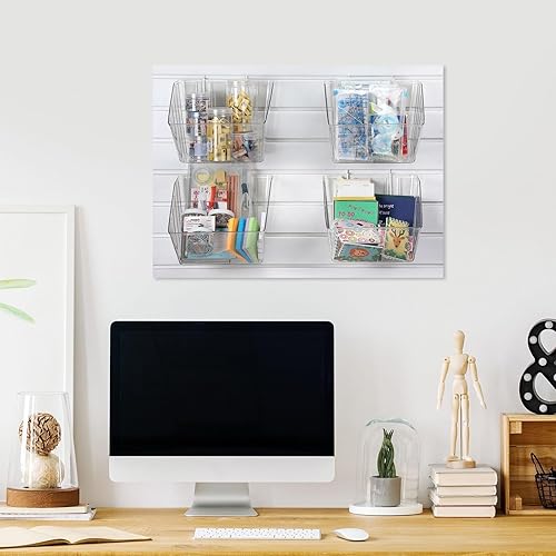 Miniatura 5 de 4 contenedores de pared de listones con ganchos, contenedores de plástico para montar en la pared, organizadores de accesorios, contenedores para