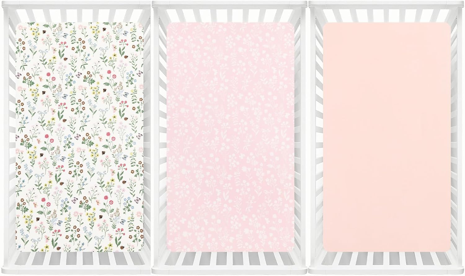 david's kids 3 Pack Fitted Crib Sheets, Ultra Soft Breathable Comfortable Baby Sheet Set for Boys Girls Neutral, 28x52 Inch Fits Standard Crib and Toddler Mattresses, Garden