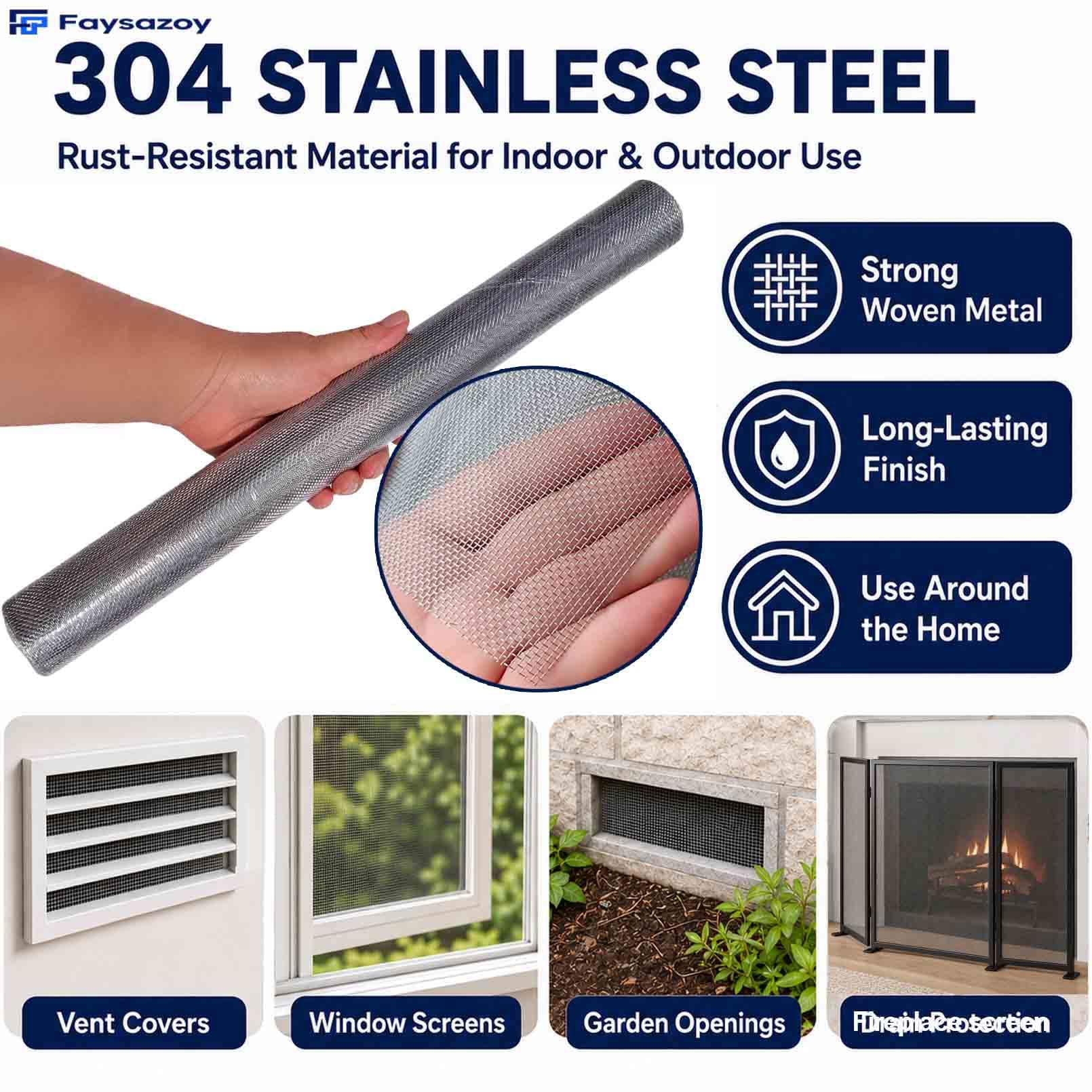 Stainless Steel Wire Mesh Roll - 15.7 x 59" -2
